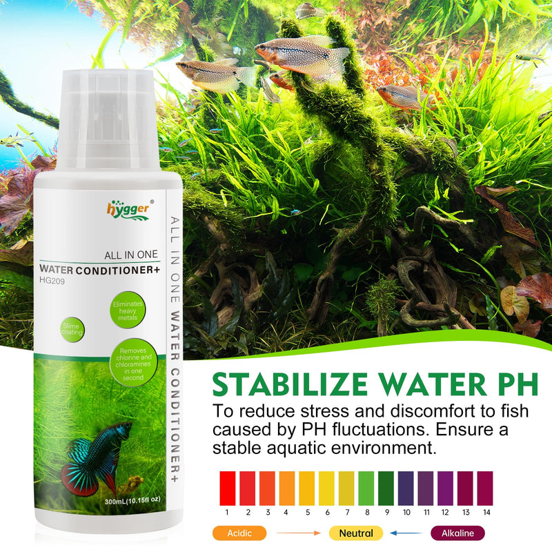 hygger Aquarium Water Conditioner for Freshwater, Neutralizes Chlorine, Chloramines, Heavy Metals, Ammonia & Nitrite, Safe for Fishes and Plants, 300 ML 300ML