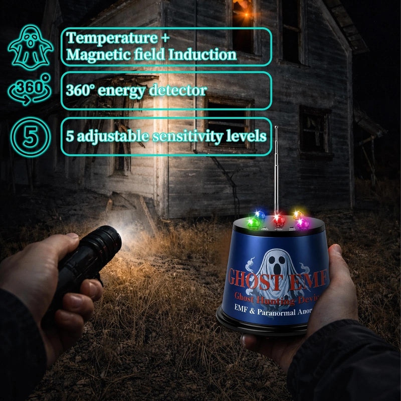 EMF Detector Ghost Hunting Equipment, Paranormal Investigation Equipment with 5-Level Sensitivity & Temperature Detection,Ghost Box for Ghost Hunters, Exploration & Spirit Hunting (Blue) Blue