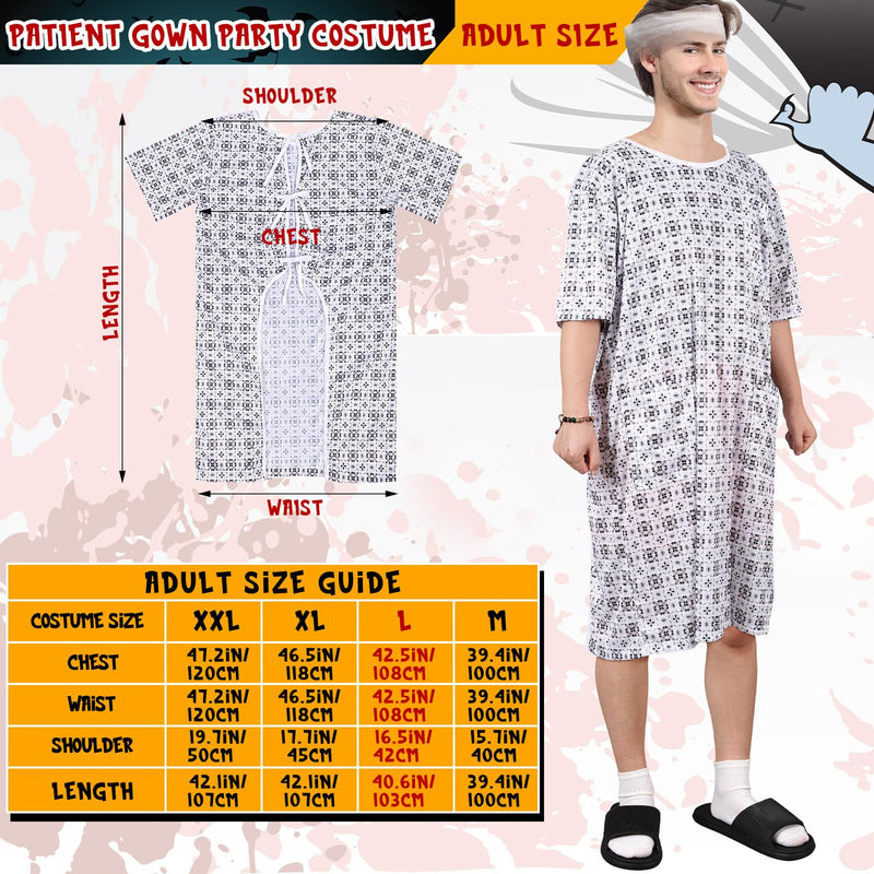 Patient Gown Party Costume Set for Adult Hospital Gown Funny Butt Shorts for Halloween Cosplay Party Men Women Medium
