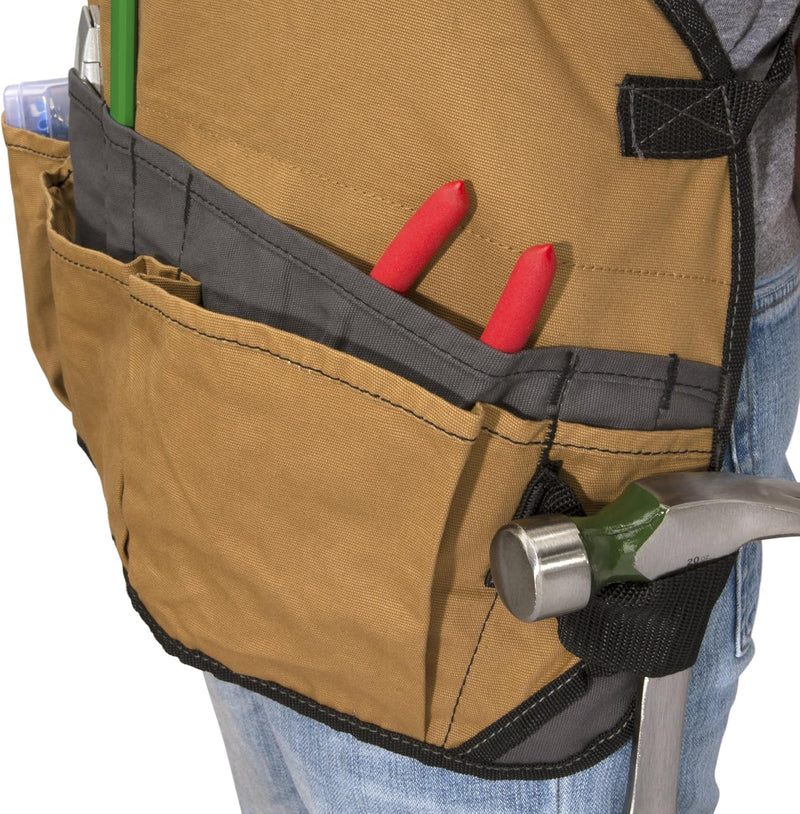 Dickies 16-Pocket Workshop Bib Apron, Durable Canvas Construction, Reinforced Edges, Adjustable Belt, Grey/Tan Tan