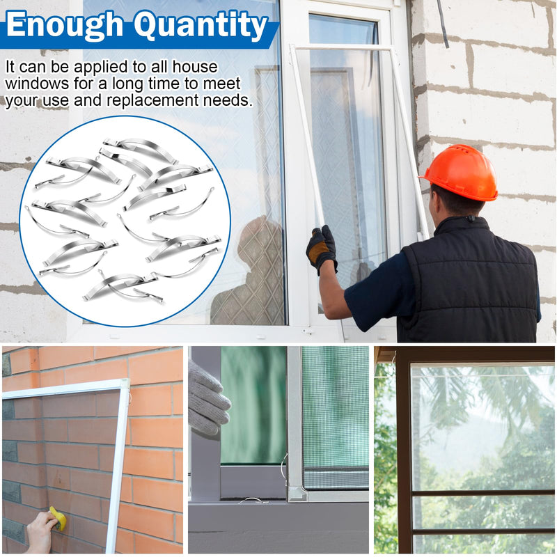 30 Pcs Corner Mount Flat Window Spring Stainless Steel Window Screen Clips, Prevent Screen Windows Shaking 30 Pieces