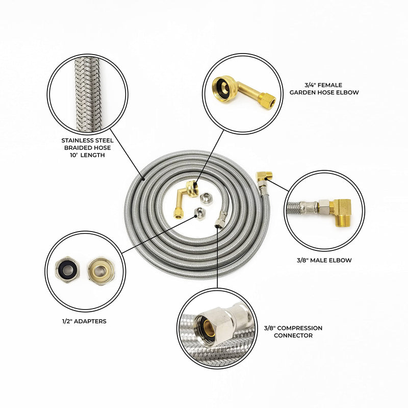 Dishwasher Hose Installation Kit - Premium Stainless Steel - Burst Proof Water Supply Line with 3/8" Compression Connections from Kelaro 8 Foot - NewNest Australia