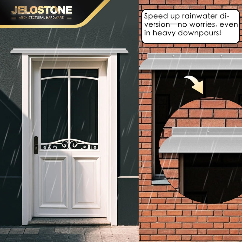 40" L x 2.5" W Commercial Grade Door Rain Drip Guard(Aluminum) - UL Rated Over Door and Window Drip Cap Rain Deflector - Drip Edge Roof Rain Diverter Guards House - JS-346RD, Clear Anodized