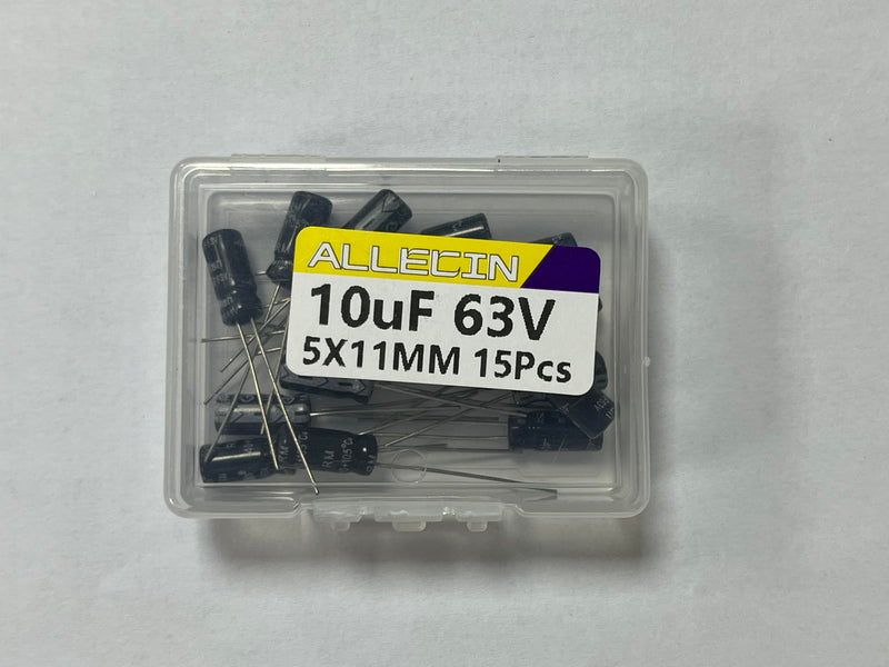 10uF 63V 5x11mm Electrolytic Capacitor 10 UF MFD 63 Volt 0.2x0.43in Aluminum Capacitors (Pack of 15) 10uF 63V 5x11MM