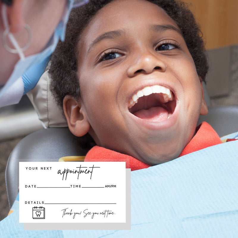 Dental Appointment Reminder Cards | 50 Pack | Teeth Whitening, Dental Office, Client Reminder, Patients, Pediatric Dentist, Orthodontics, Bulk 2x3.5” Minimalist
