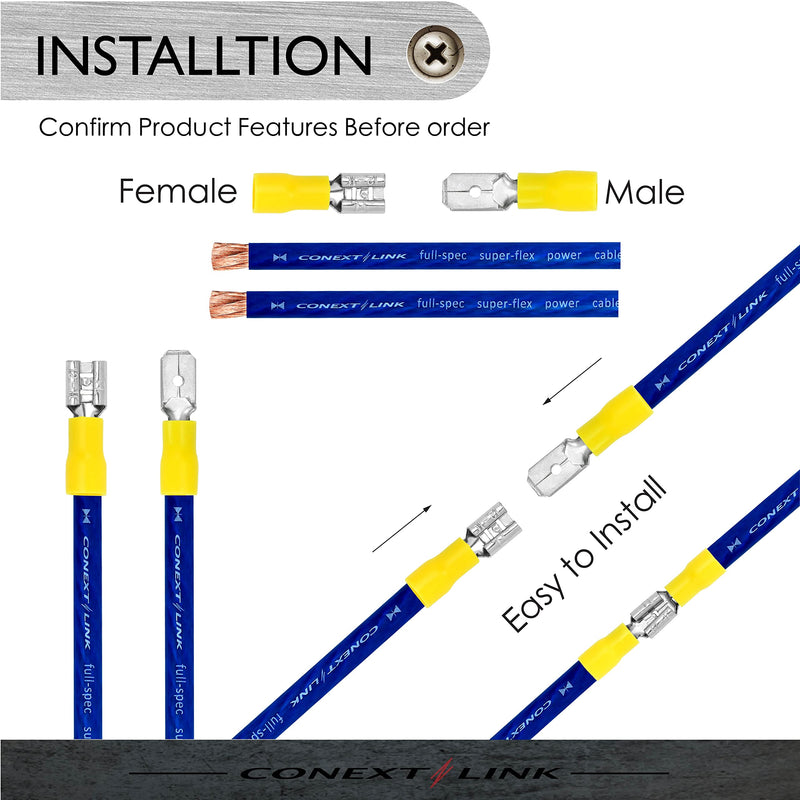 Conext Link QDVF-187Y25 Vinyl Quick Disconnect Terminal Female 25 Pack (0.187", Yellow 12-10 Gauge) （17165） 0.187"