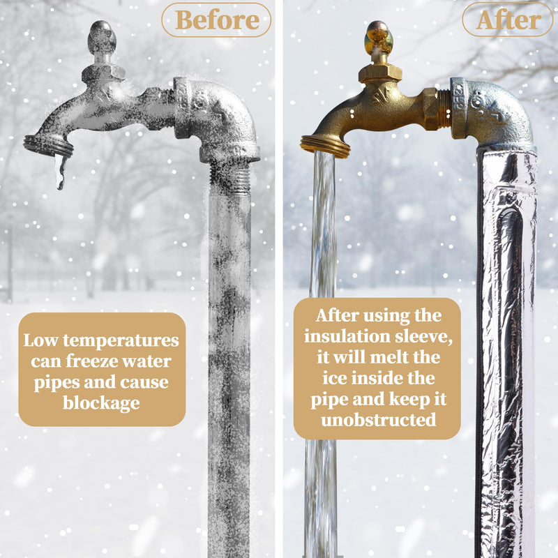 codree Water Pipe Heat Blanket - 38.5" x 6" Water Pipe Heat Tape - Aluminum Foil Freeze Protection Heating Cable for Metal & Plastic Pipes, 110V, Max Temp 60˚ 1 Pc
