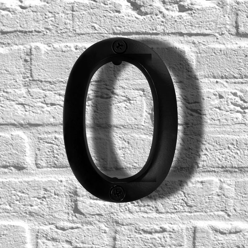 NACH Floating House Numbers, 4 inch Aluminum Black House Numbers for Outside - Number 0, Door Numbers with Mounting Hardware 4"