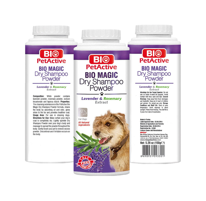 Bio Magic Dry Shampoo Powder with Lavender and Rosemary for Dogs | Cleansing and Moisturizing Perfume and Talc Free Suitable for Sensitive Skin - 5.29 oz - PawsPlanet Australia