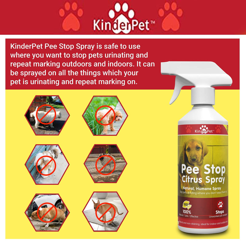 KinderPet Pee Stop Spray Urine Stop for Cat and Dog Repellent Stop Cats and Dogs Repeat Marking Indoors and Outdoors 100% Natural Enzyme Urine Destroyer 500 ML - PawsPlanet Australia