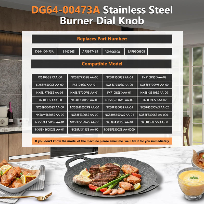 DG64-00473A Top Burner Control Dial Knob Range Oven Replacement Compatible with Samsung Range Oven Gas Stove Knob NX58F5700WS NX58H5600SS NX58H5650WS NX58J7750SS NX58M6850SS （5pcs） 5