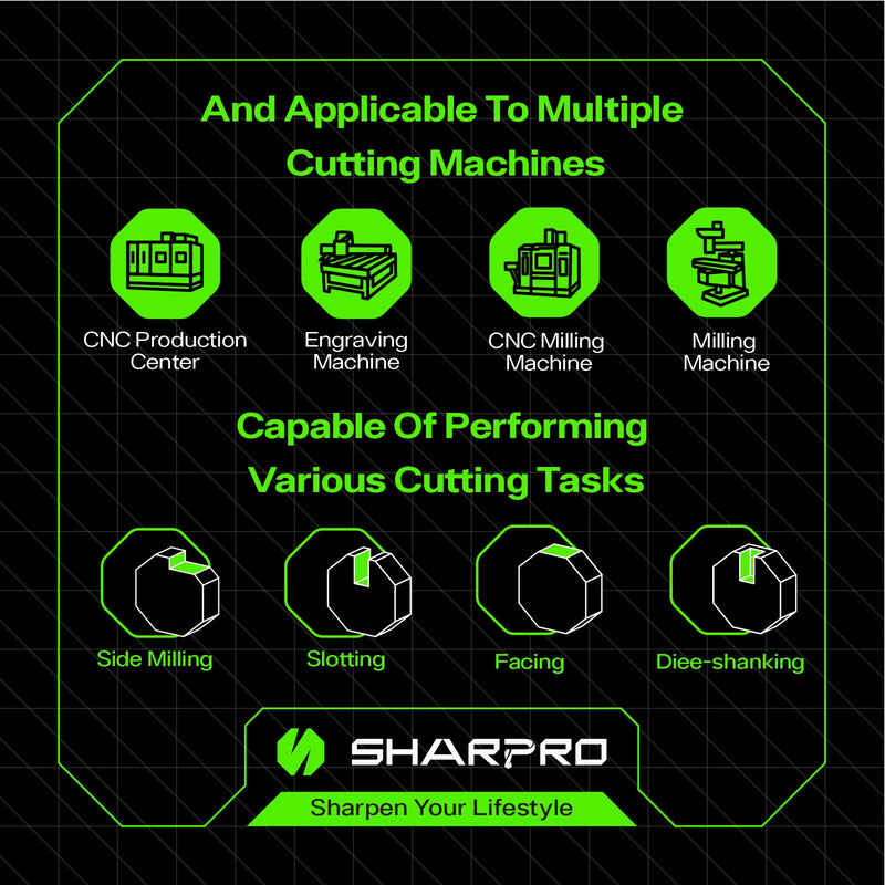 SHAPPRO 3/16 Inch Shank Carbide Square End Mill, 4 Flute CNC Milling Bits, Heat-Resistant Metal Cutting Bits Suitable Alloy Steel, Stainless Steel, Various Cast Iron（5PCS） 3/16 in 5