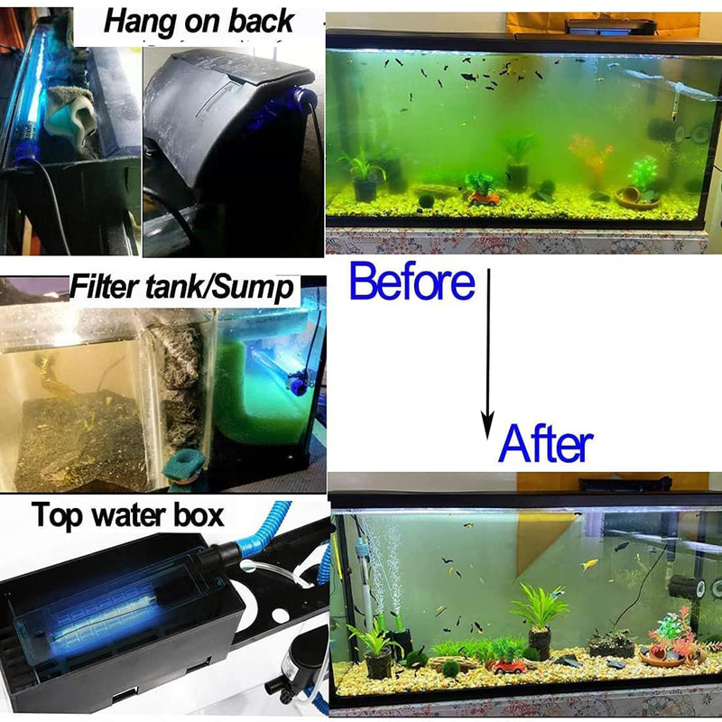 Aquarium UVC Clean Light Algae Clear Green Bloom Clean Fish Tank UVC Water Clean Lamp for Sump Pond Filter Tank (3W with Timer) 3W with Timer
