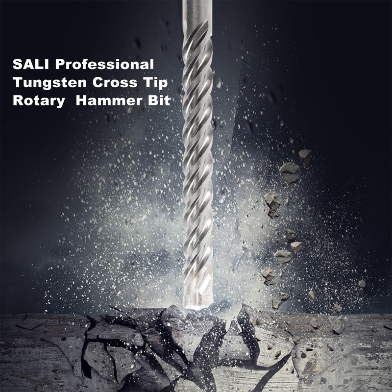 SALI 10 Pcs 5/32"*6" SDS Plus Rotary Hammer Drill Bit Concrete Drill Bit Kit Cross-Type Double Thread Carbide Material Suitable for Concrete, Brick, Cement Walls, Stone, Hammer Drill Bits for Concrete 5/32 in*6 in