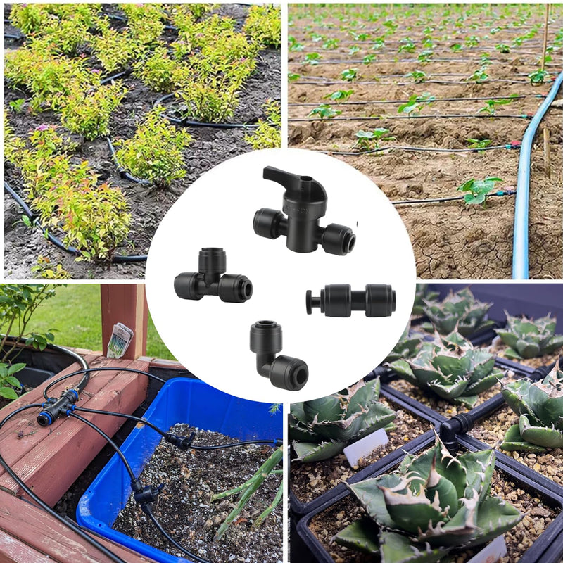 10 Pack 1/4" Drip Irrigation Shut Off Valve - Quick Connect On/Off Control Valve, Leak-Proof for 1/4" Tubing, Sprinkler, Garden & Farm Irrigation Systems 1/4 inch ball valve(10)