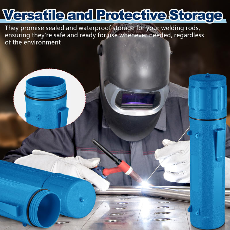Zonon 2 Pcs Welding Rod Storage Tube 14 Inch Stick Electrode Storage Container Airproof Waterproof Canister (holds 350mm / 13.7in Rods)(Blue) Blue