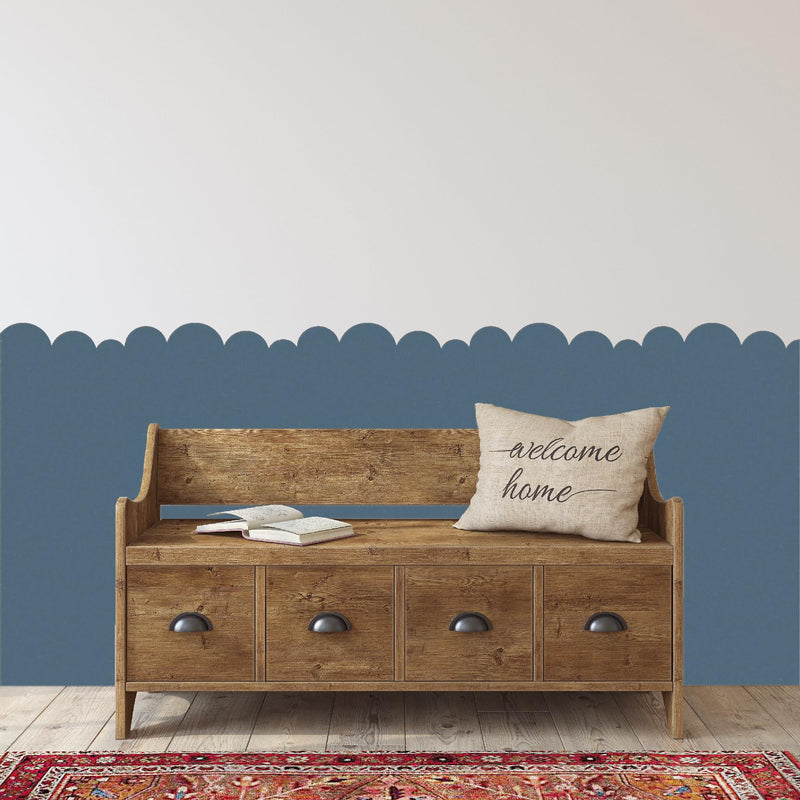 Scallop Border Wall Stencils Kit for Painting Large Pattern on Wall, Reusable Cloud Scallop Edge Template for Nursery, Kids Bedroom Livingroom Home Scandinavian Boho Painting Wall Décor