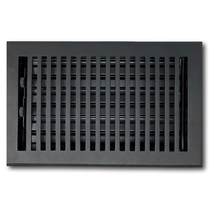 Madelyn Carter 4 x 10 Cast Aluminum Contemporary Vent Cover - Black (Overall: 5.25 x 11.5) | Floor Register and Wall Register 4 x 10 (Overall: 5.25 x 11.5)