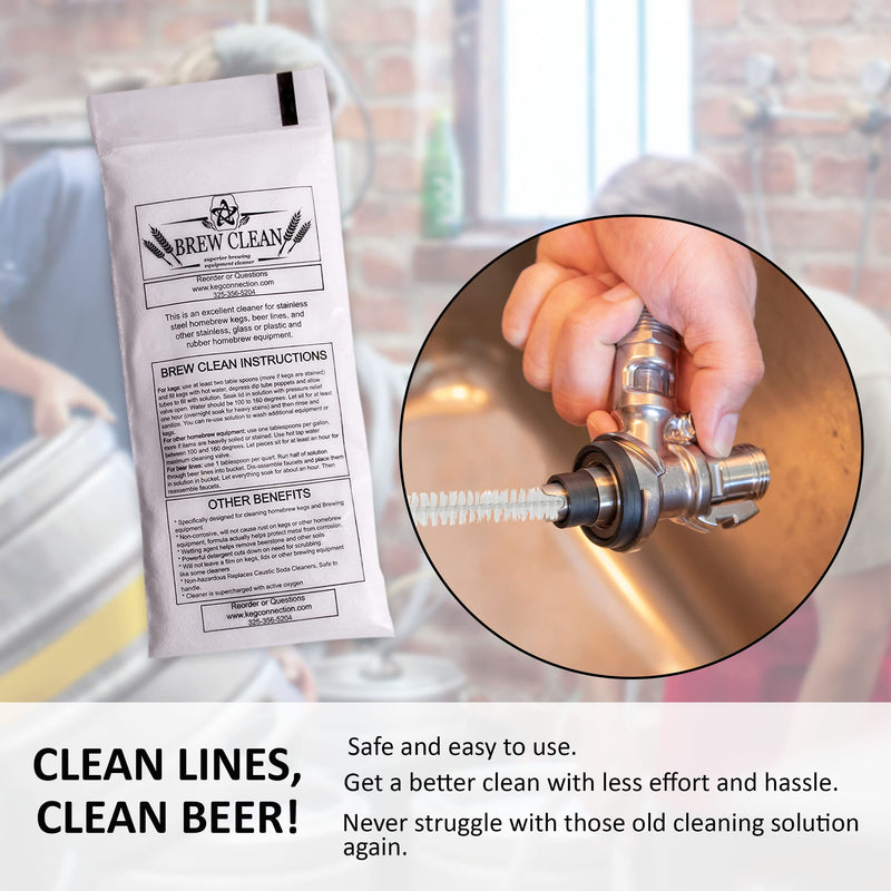 Kegconnection Brew Clean - Kegerator Beer Line Cleaning Solution Powder - Easy and Safe to Use - Homebrew Kegs