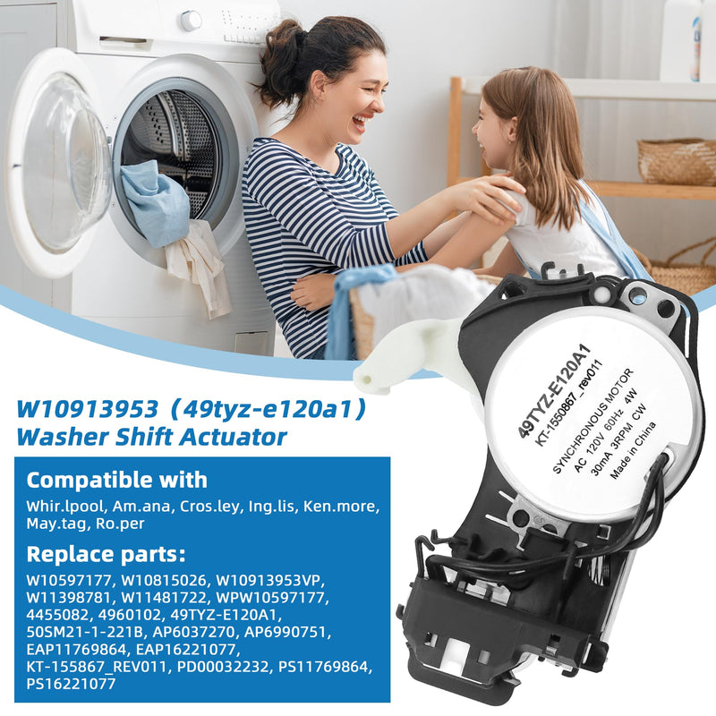Upgrade 49tyz-e120a1 W10913953 Washer Shift Actuator by Fetechmate Replace W10597177 AP6037270 W10815026 W10913953VP Compatible with Most Washing Machine by Fetechmate