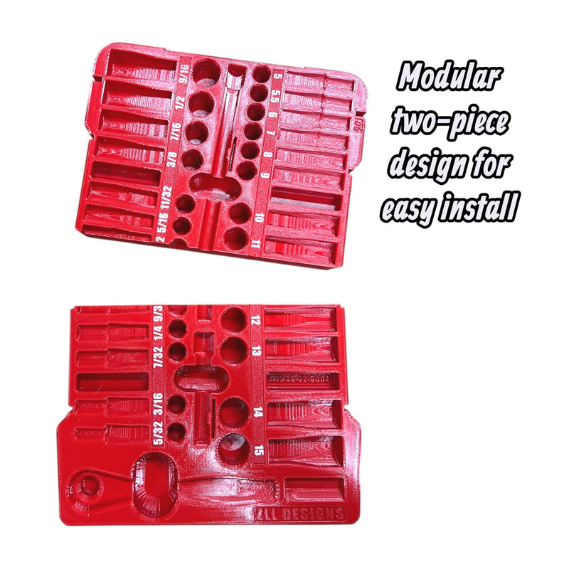 Packout Insert compatible with Milwaukee 1/4" Drive SAE/Metric Ratchet and Socket Mechanics 50-Piece Set (48-22-9004)