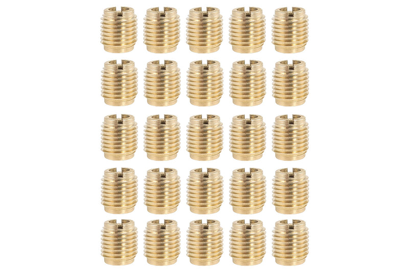 Taytools 25 Pieces 1/4-20 Threaded Inserts Solid Brass for Hardwoods, Softwoods, Plywood and Composites Knife Threads (1/4-20, 25)