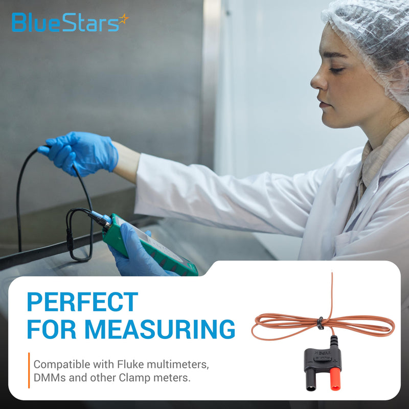BlueStars 80BK-A Type K Thermocouple, Temperature Bead Probe Compatible with Clamp Meters, Fluke Multimeter F17B+ F116C F87-V F28LL F179 F287 F289 F189