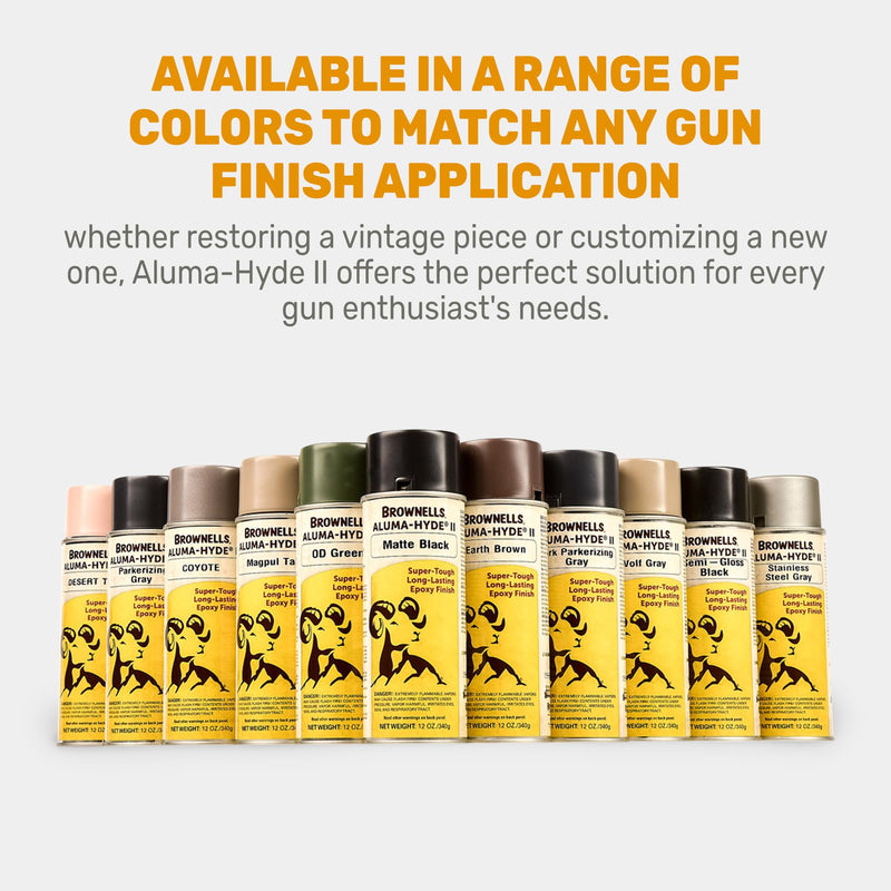 Brownells Aluma-Hyde II Epoxy Based Firearm Finish Spray Coating Protection Paint, Aerosol Can, 12 oz. (340g) OD Green