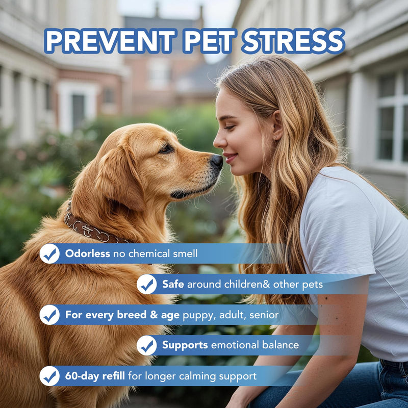 Adanced 180 Day Dog Calming Diffuser, Calming Pheromones Diffuser Kit Appeasing Pheromone Diffuser to Calm (6Refill+Interactive GiftCard) for Anxiety Relief Reduce Aggression Fighting Barking Stress