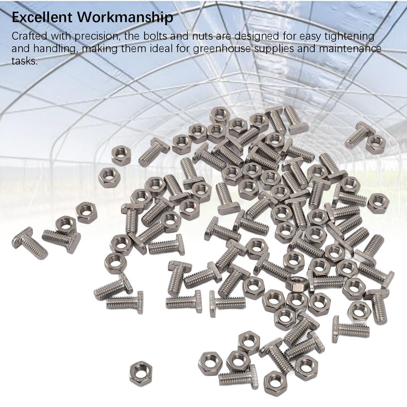 50pcs Greenhouse Bolts Nuts Set, Stainless Steel Greenhouse Bolts and Nuts M6X14 Bolts and M6 Hex Nuts for Outdoor Plant Gardening Installing and Fixing Greenhouse