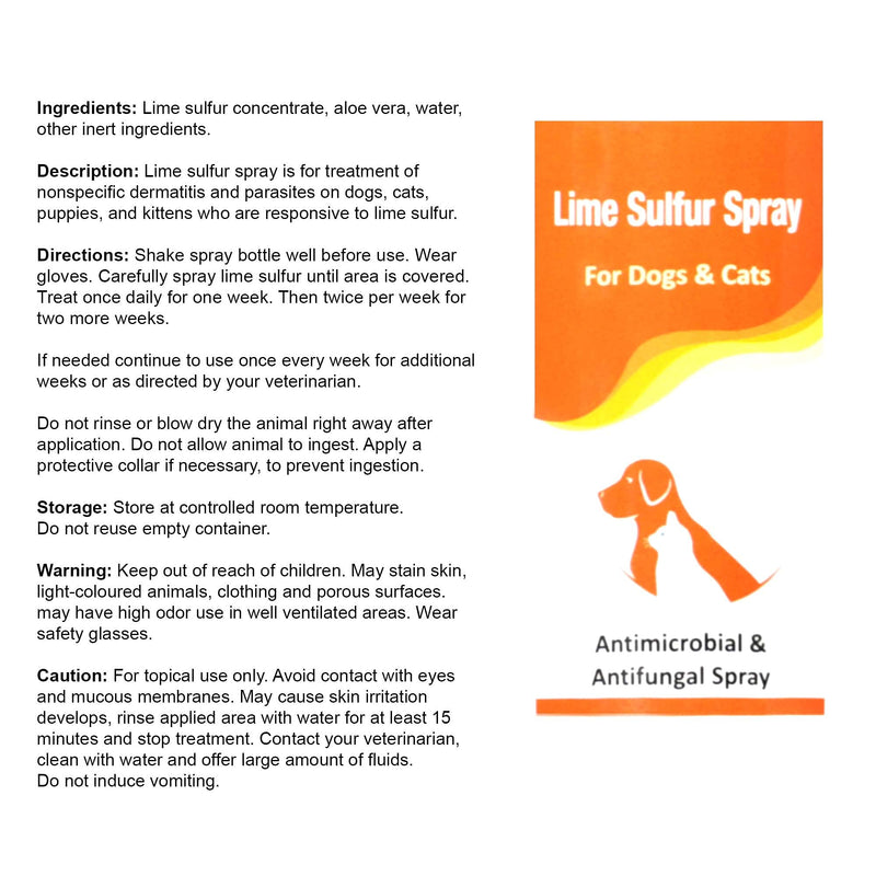 Classic's Lime Sulfur Spray Pet Care for Dry and Itchy Skin - Spotcare and Safe Solution for Dog, Cat, Puppy, Kitten, Horse (8 oz)