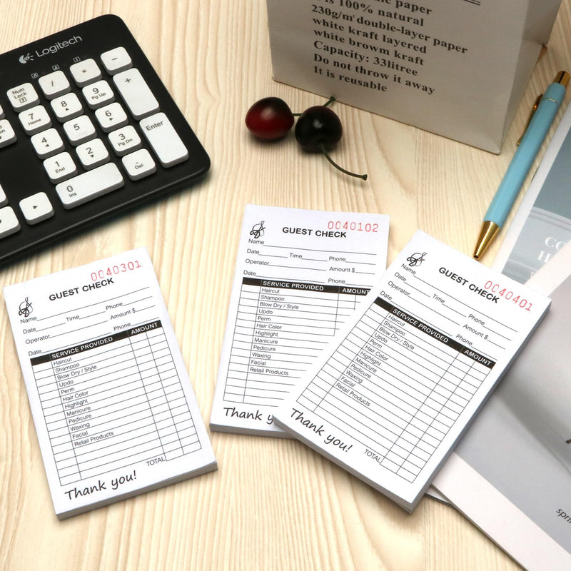 6 Pack Salon Check Pad Guest Checks Books Server Note Pads Waiter Checkbook Beauty Salon Receipt Ticket Book Barbershop Supplies 2.99×5 inch 100 Sheets for Salon Barber Shop 6