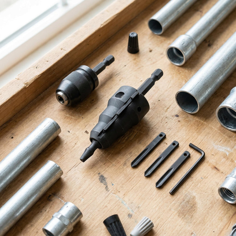 Power Conduit Reaming Tool Kit 1/4 Inch Shank Pipe Reamer with 5 Replacement Blades for Electrical Metal Conduits