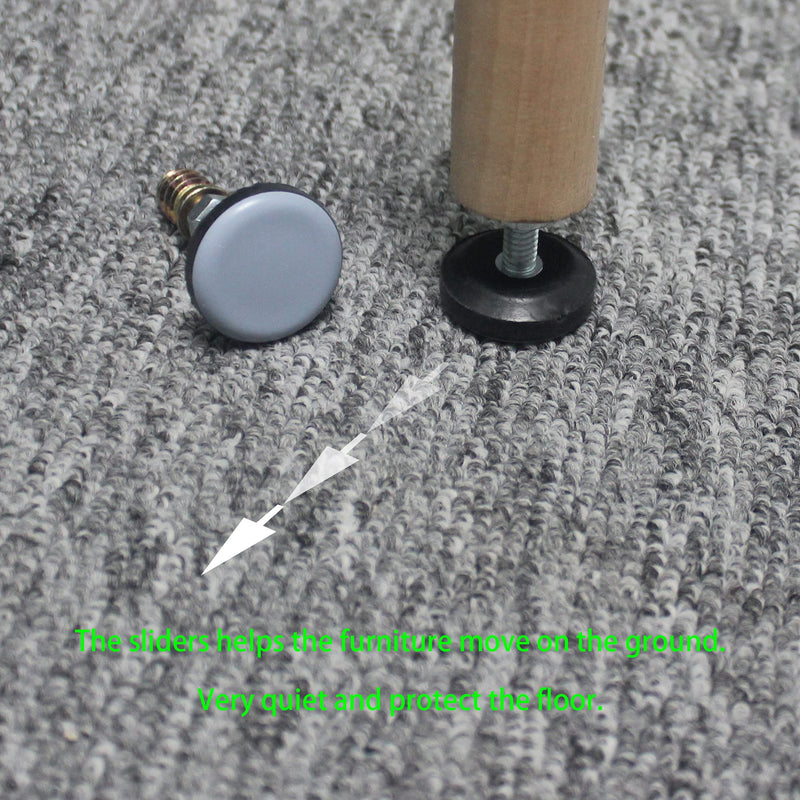 Furniture Leveler PTFE(Teflon) Bottom(28mm Base 1/4-20,8 Pack),Threaded Shank Adjust Pads,Table/Chair/Cabinet/Sofa Medium Adjustable Legs Leveling,Nuts Installation and Floor Protection 28mm Base 1/4-20x1.5",8 Pack
