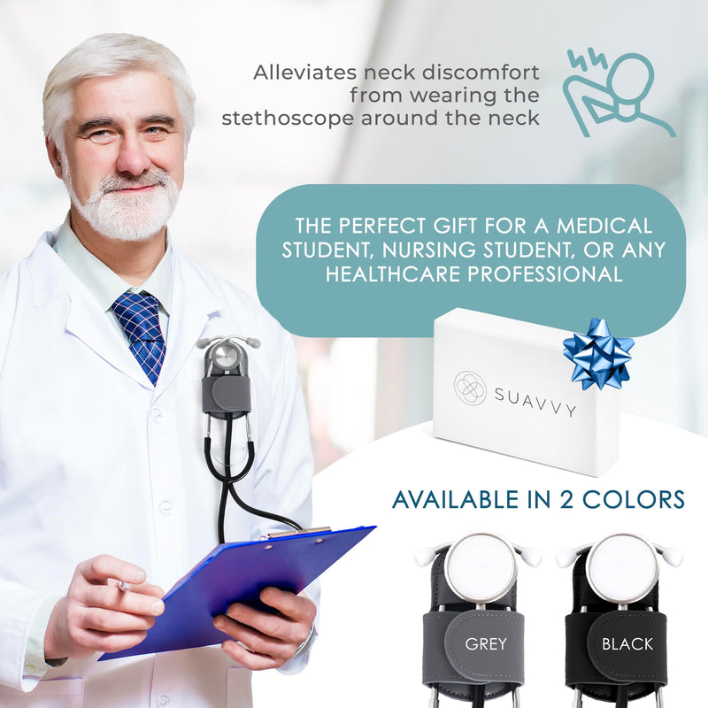 Magnetic Stethoscope Holder Clip - Magnetic Snap & Inner Pocket - Genuine Leather Stethoscope Waist Holder – Littman Stethoscope, Littman Cardiology – Gift for Nurses, Doctors & More Black