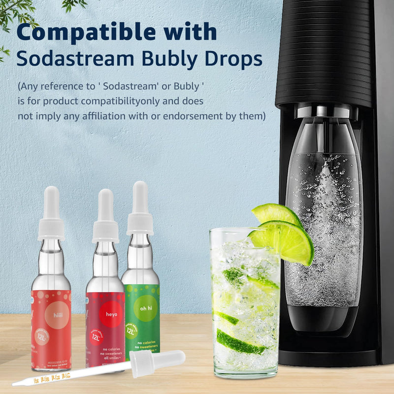 Glass Dropper Pipettes Compatible with Soda Stream Bubly Drops Flavors, 3PCS Flavoring Dropper 1ML Pipette with Graduated Dropper for Soda Stream Bubly Bottle White