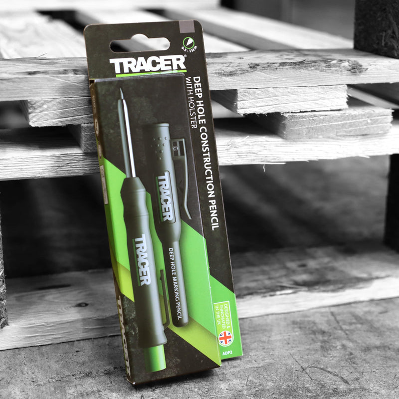 Tracer Deep Hole Construction Pencil Site Holster. Extendable 2B Carpenter Pencil with Inbuilt Carpenter Pencil Sharpener