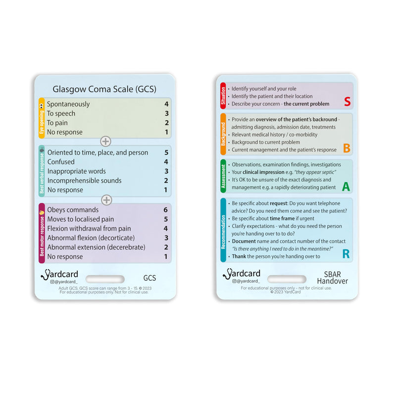 STATRef Badge Card Set: Labs, EKG, Glasgow Scale, SBAR & Ruler | Essentials for Nursing Students, RNs, and Medical Assistants 4 Card Set