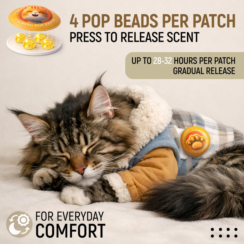 Granatan Calming Pop Patch for Cat Travel, Pheromone Diffuser for Cats, Reduces Anxiety and Stress-Related Behaviors, for Carrier, Vet Visits, Pet Travel Support, Long-Lasting, No Electricity Needed