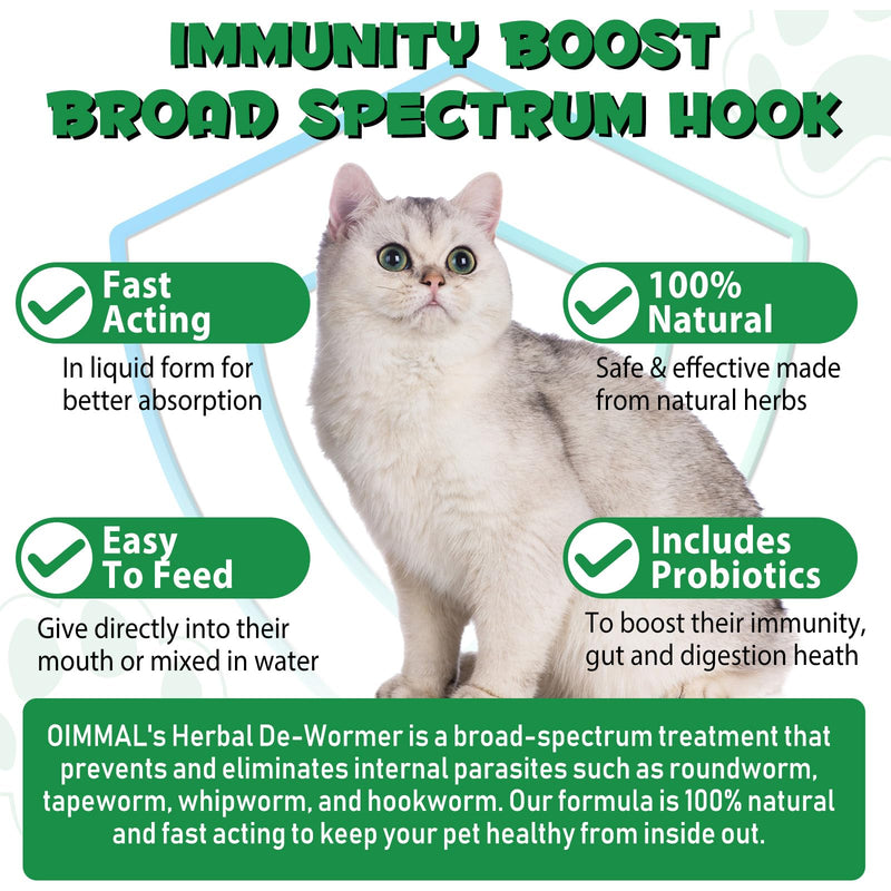 Natural Cats Broad Spectrum Treatment, Herbal Cleanse fot Cats, Digestive Support, Promotes Gut Health & Flora Balance, Cat Multivitamin Supplement Drops with Probiotic for Puppy & Kitten, 60ml