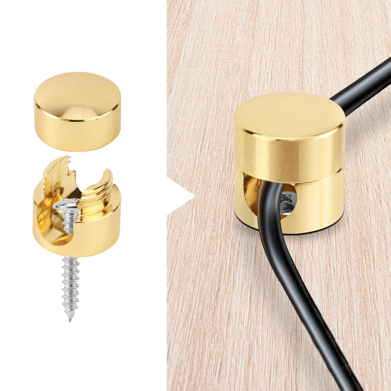 3pcs Gold Cable Anchors, Metal Phone Charger Cord Holders Cable Management Clips Multi-Function Aluminum Wire Organizer for Home Office Desktop Wall Nightstand