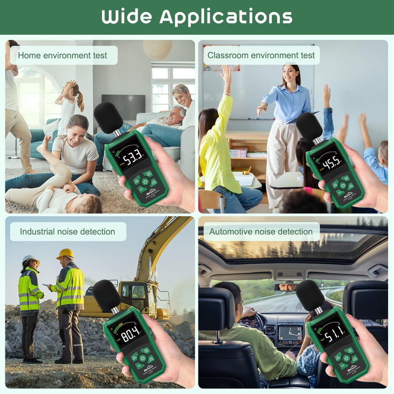 Decibel Meter,SQECH Digital Sound Level Meter with Color Backlit Screen,Portable SPL Meter with A/C Weighted,dB/SONE Unit,FAST/SLOW Response,MAX/MIN,Data Hold,Range 30-130dB,for Home/Office/Factories