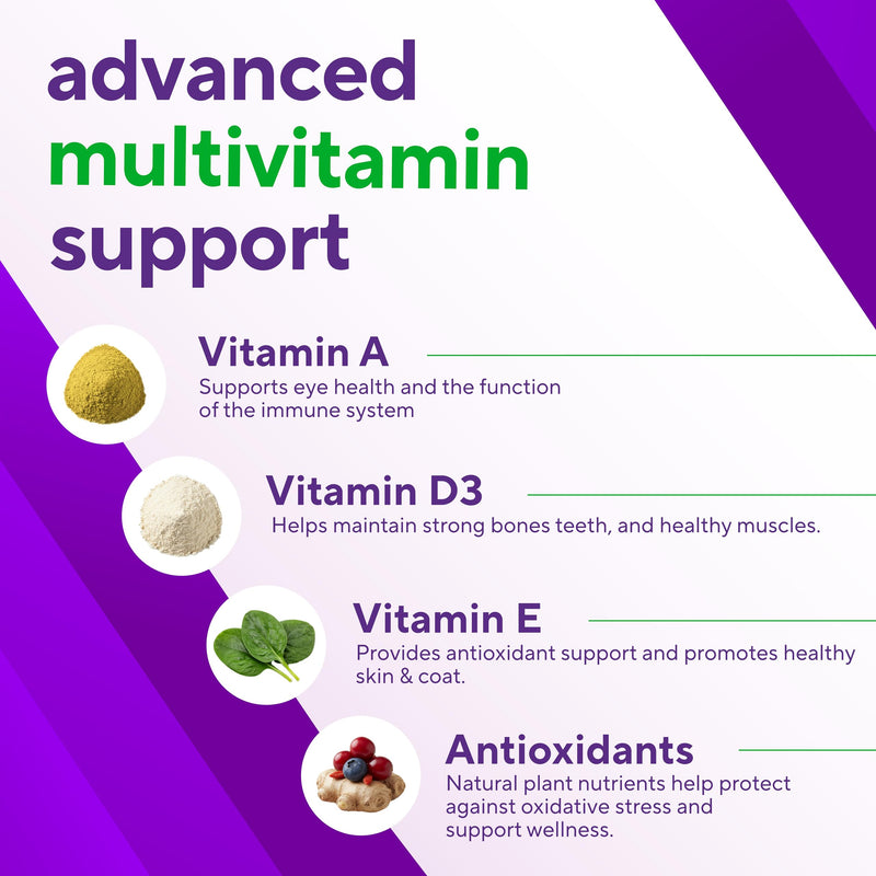 VitaFusion for Dogs Superfood Multivitamin – Daily Immune, Skin & Bone Support with Vitamins A, D & E + Antioxidant Superfoods – Vet Formulated Wellness for Puppies to Senior Dogs, 120 Chews.