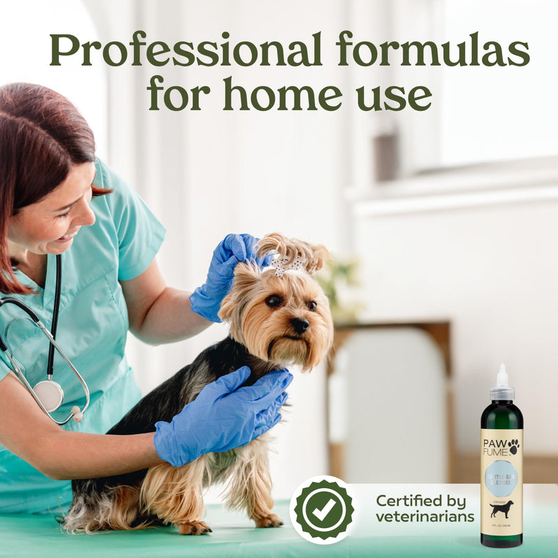 Paw Fume Dog Ear Cleaner Solution, 2-Pack – Soothe Itchy Ears Instantly – with St. John’s Wort & Almond Extracts, Vet-Certified Formula, Alcohol-Free & Sulfate-Free – Dog Ear Wash for All Breeds Pack of 2