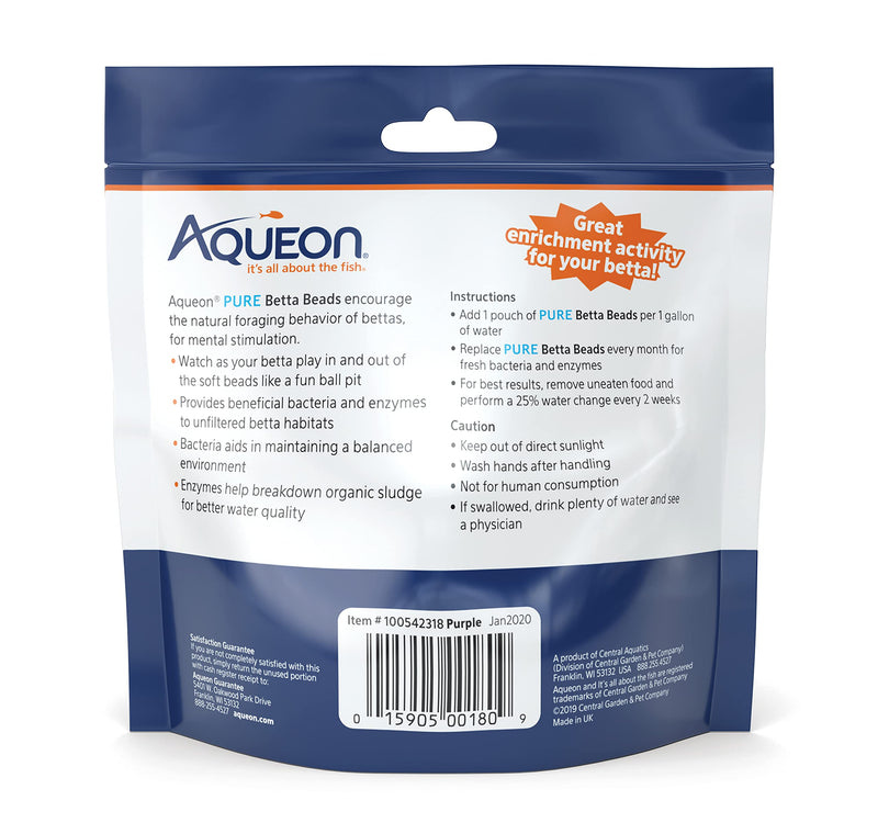 Aqueon Pure Betta Beads, Purple One Pouch
