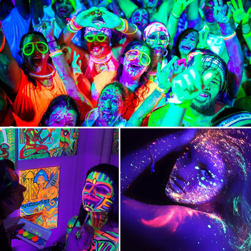 2 Pack 10W 48 LED Black Light Bars 1Ft 395-400nm UV Blacklight Tube with 5.9Ft Cord+Plug+Switch Linkable Black Light Fixtures for Bedroom Fluorescent Poster Body Paint Halloween Glow Party 2Pack