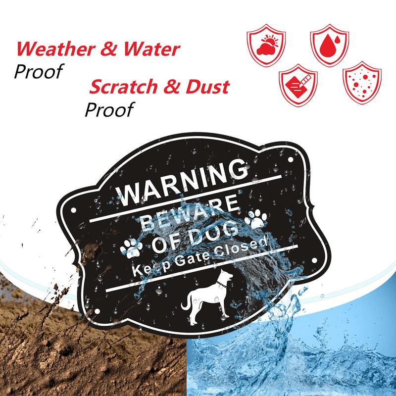 2 Pack Beware of Dog Signs for Fence,10 x 8 Inch Rust Free Aluminum Metal Yard Sign for Door or Gate, Fade Resistant, UV Protected, Weatherproof,Indoor and Outdoor Use,Easy Mounting black-beware of dog-2pack