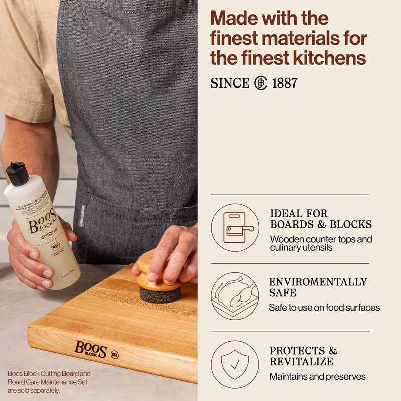 John Boos 3 Piece Maintenance Set with Mystery Oil, Board Cream, and Applicator Care Set + Applicator Beechwood