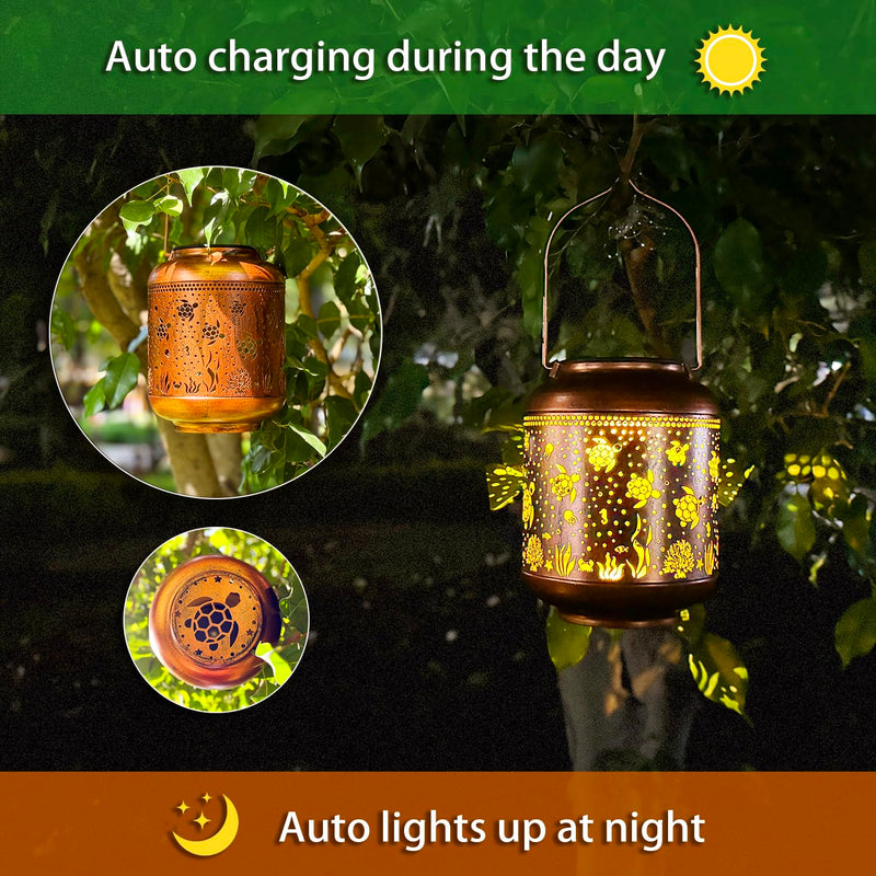 Sea Turtle Solar Lanterns Outdoor Waterproof,Hanging Solar Lights Sea Turtle Gifts for Women Metal LED Decorative Light for Yard,Patio,Lawn,Tabletop,Pathway,Landscape,Garden Decor 1.0
