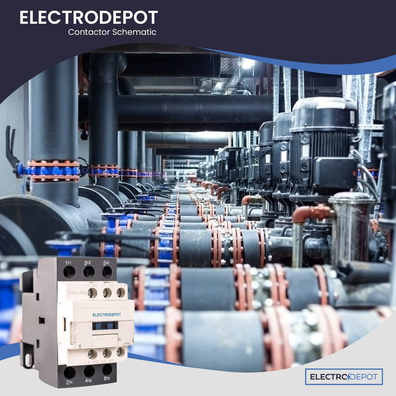 30A Electrodepot Contactor 3 Pole, 110/120V Coil, Motor Load 32A, Lighting 40A, 50A, 600V IEC DIN w 1NO and 1NC Aux Contact 1 Pack